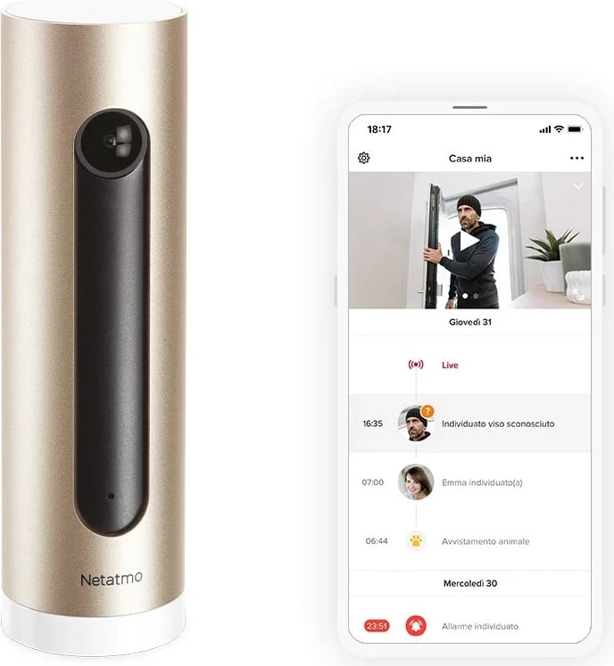 Kamerë sigurie IP Netatmo NSC01-EU, 4 MP, 1080p, për brenda, Alumini