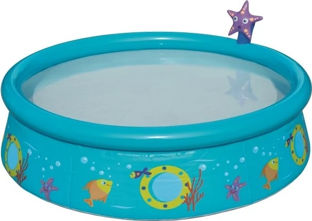 Pishinë fëmijësh me buzë të fryrë dhe dush, Bestway, 152x38 cm, 477 L, vinyl, blu