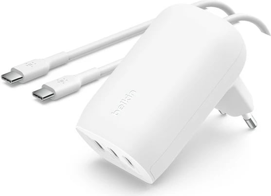 Karikues murit Belkin BoostCharge 3 porta USB-C, 67W, i bardhë