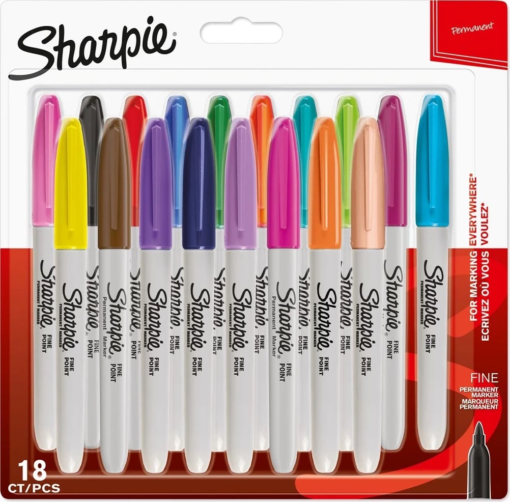 Set markerash Sharpie, 18 copë, Fine tip, Shumëngjyrësh