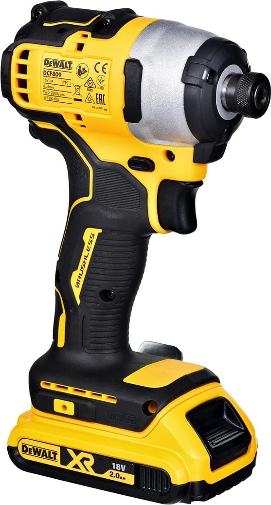 Makine goditëse DeWALT DCF809D2T me bateri 18V, 2Ah, 3200 RPM, zezë/verdhe Makine goditëse DeWALT DCF809D2T me bateri 18V, 2Ah, 3200 RPM, zezë/verdhe