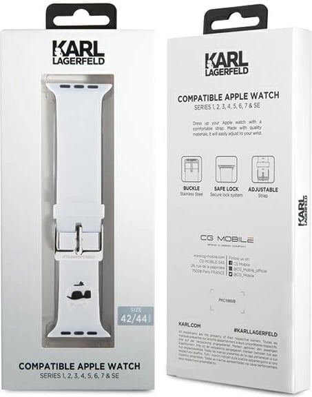 Rrip për Apple Watch Karl Lagerfeld 3D Rubber Choupette Head, silikon, i bardhë