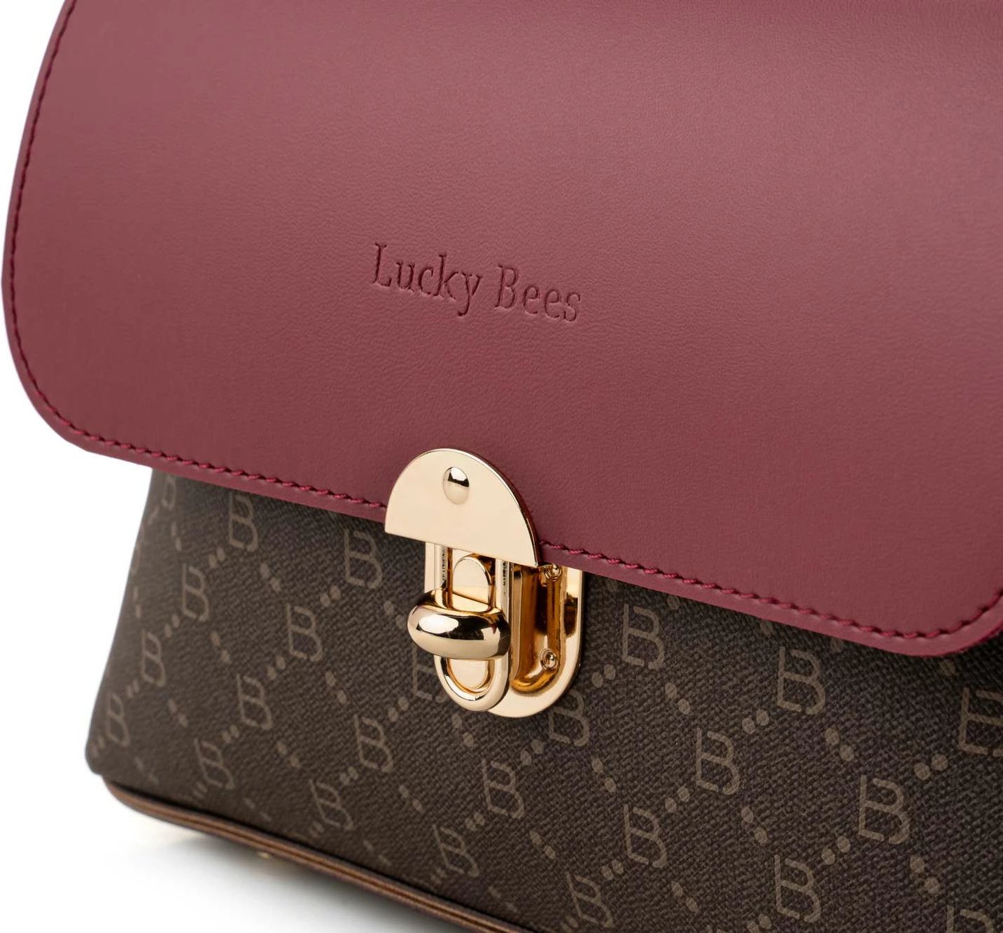 Çantë crossbody Lucky Bees, kafe dhe e kuqe e errët, 1278