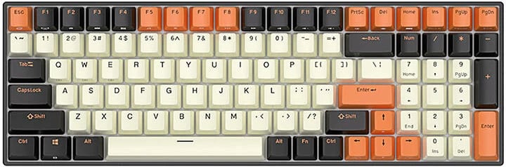 Tastierë mekanike Royal Kludge RK100, RGB, brown switch, e zezë-portokalli