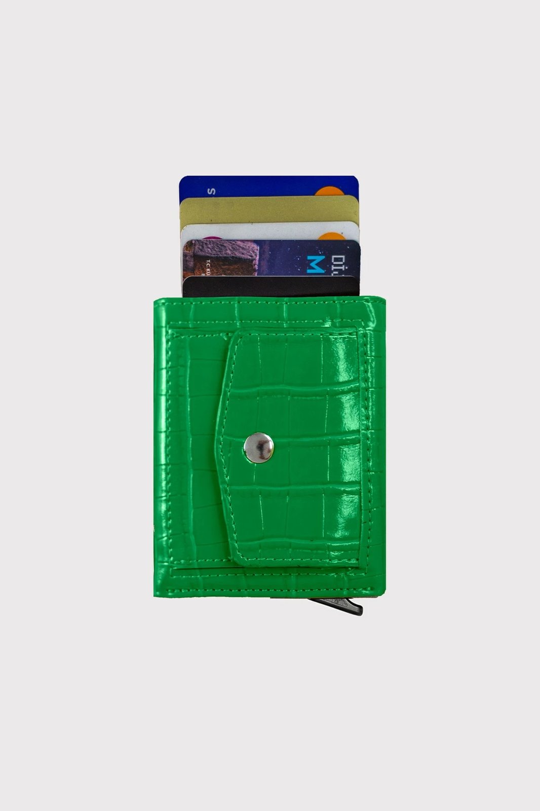 Portofol uniseks Zoozie Bags, Malta Croco, ngjyrë e gjelbër