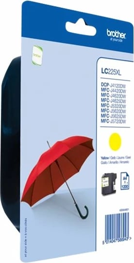 Toner Brother LC225XLY, i verdhë, high yield, 1200 faqe