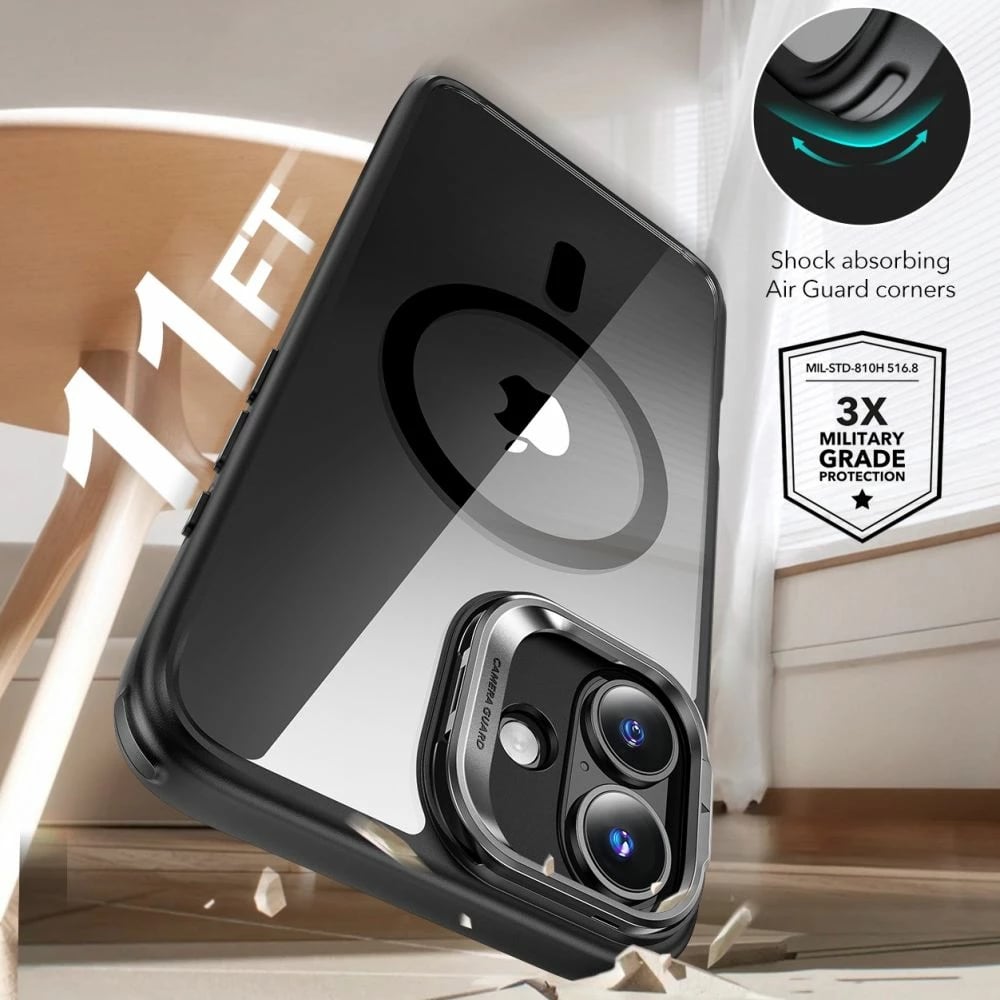 Mbështjellës ESR Classic Hybrid Kickstand HaloLock MagSafe për iPhone 16 Plus, me xham të temperuar, Zi