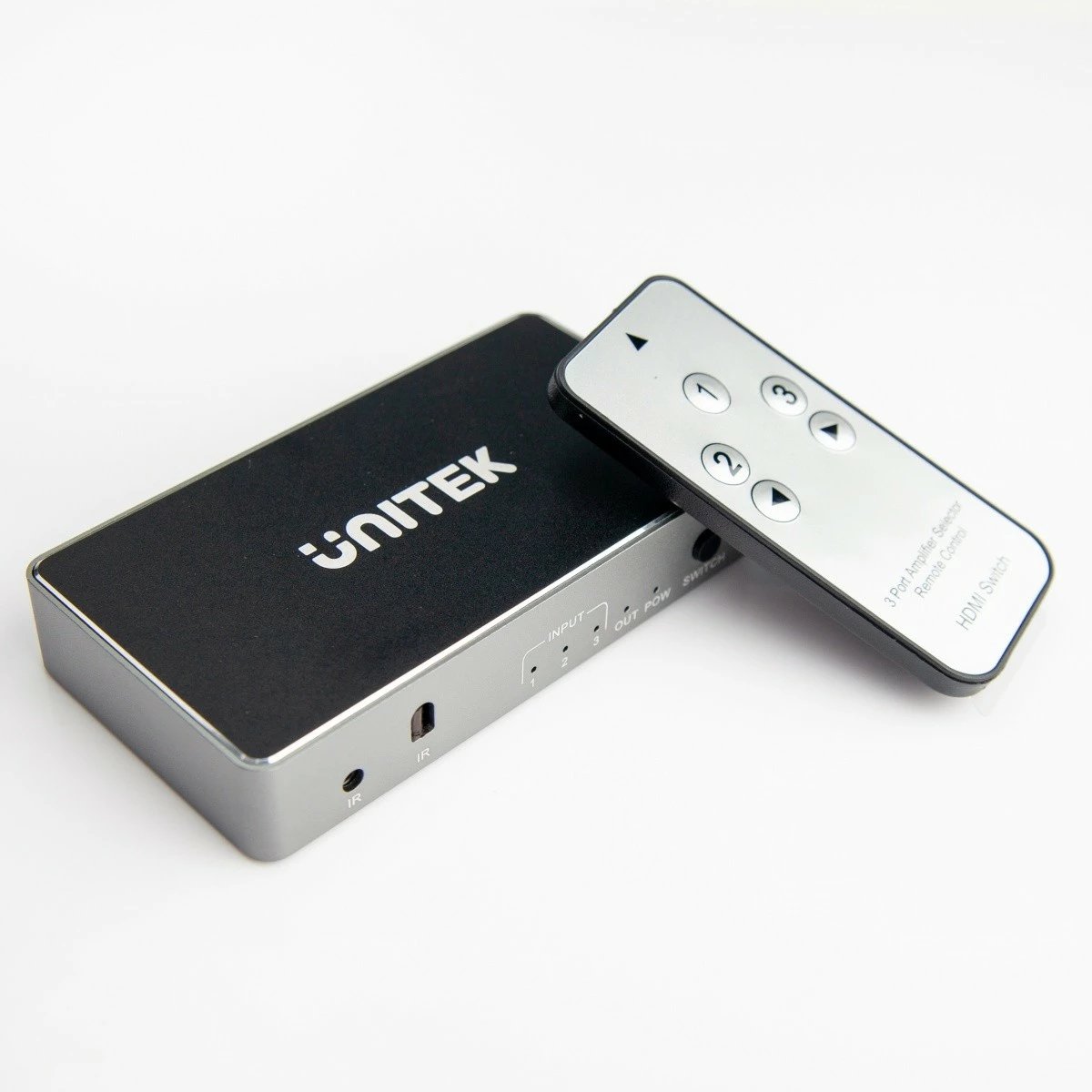 Adapter HDMI Splitter Unitek V1111A, 3 hyrje - 1 dalje, me telekomandë, 4K, Zi/Gri