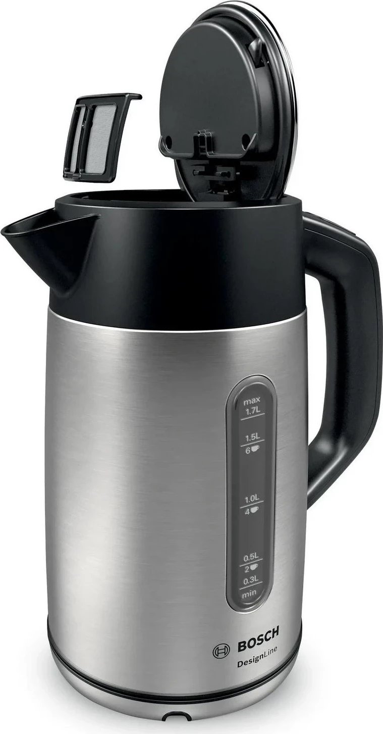 Çajnik Bosch DesignLine TWK4P440, 1.7 litra, 2400W, ngjyrë argjendi