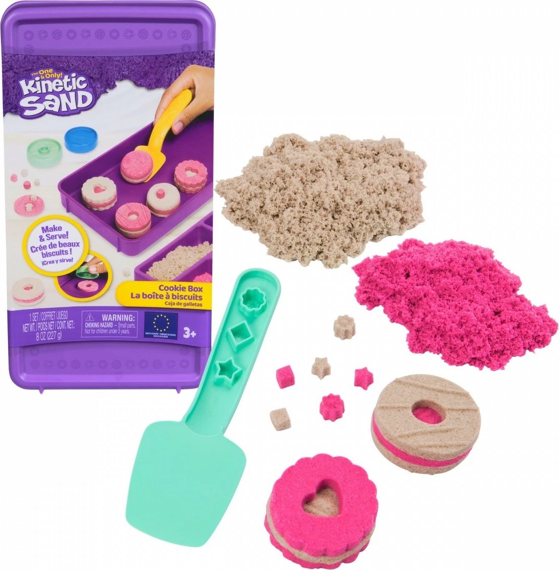 Set rërë kinetike Spin Master Kinetic Sand Cookie Set, 227g, rozë dhe kafe