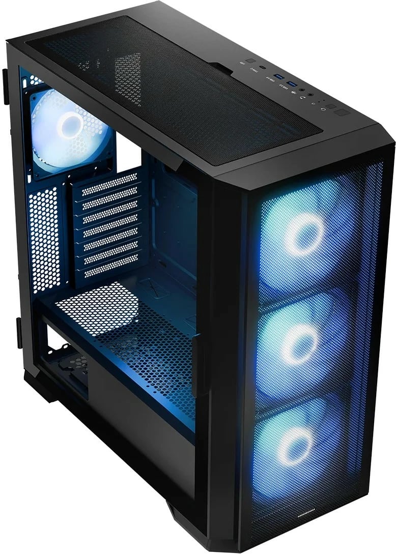 Kasë MODECOM Horizon ARGB Flow Midi, E-ATX, 4 ventilatorë ARGB, Xham i temperuar, e zezë