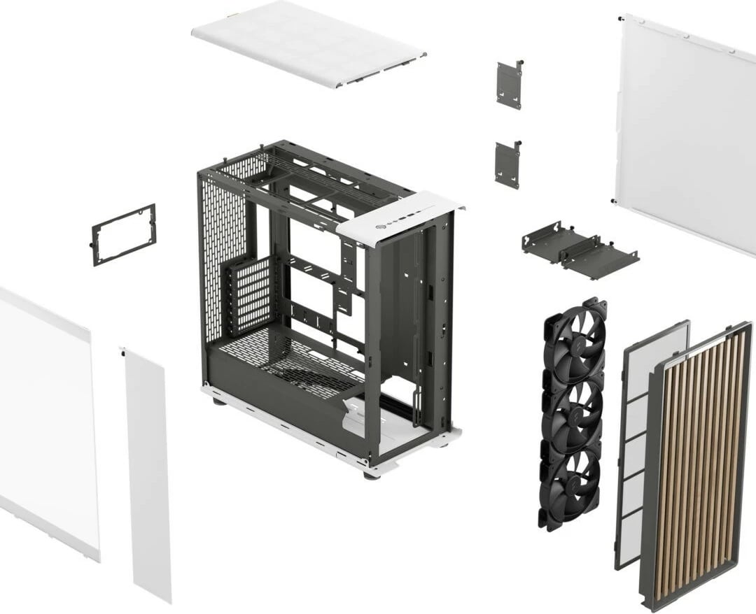 Kasë Fractal Design North XL RC Chalk White TG Clear, ATX, E-ATX, xham i temperuar, e bardhë