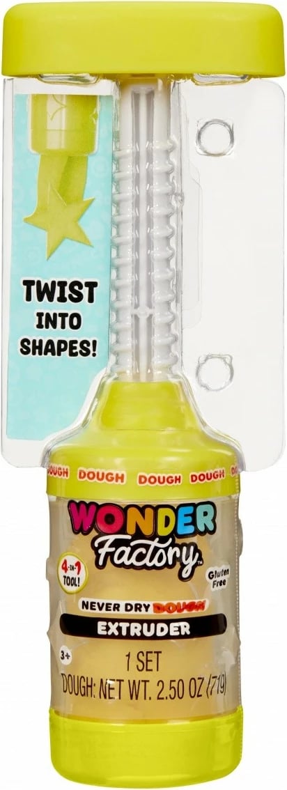 Set plasteline Wonder Factory Never Dry Dough me ekstruder, MGA, 72g, e verdhë