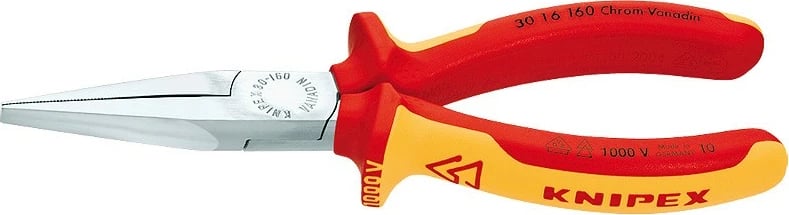 Pincë me maje të hollë Knipex 30 16 160, 160mm, çelik, dorezë e kuqe/verdhe