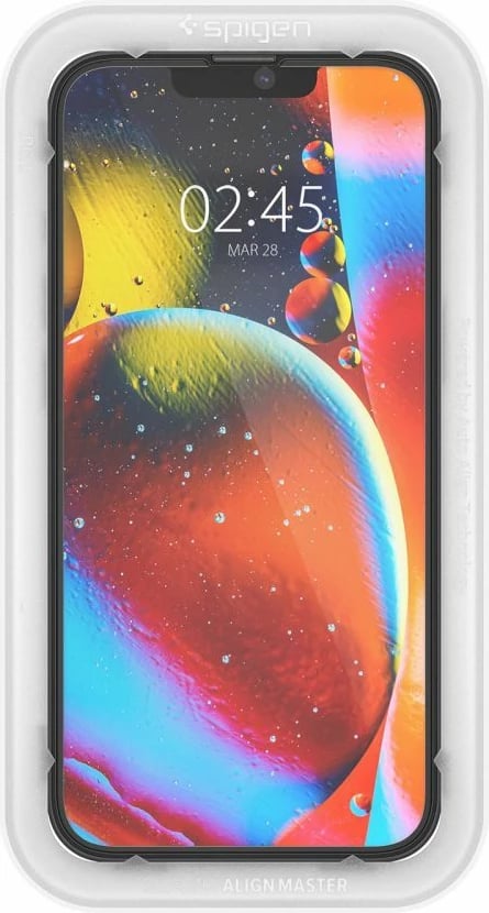 Xham mbrojtës Spigen ALM Glass FC për iPhone 13/13 Pro/14, i zi