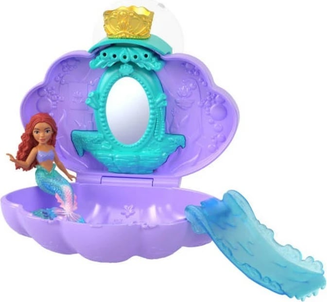 Set lodër Disney Princess The Little Mermaid në guaskë, Mattel JBL34, me kukull sirenë, për vajza