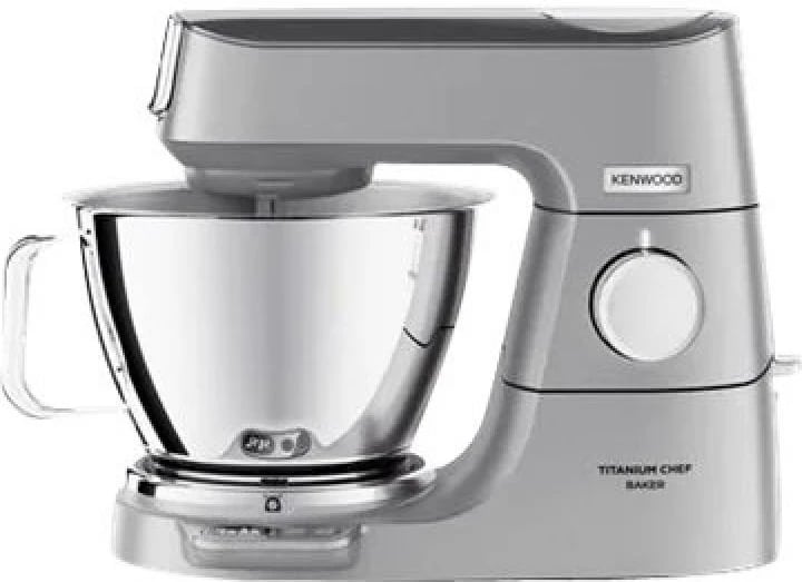 Mikser planetar, Kenwood, Titanium Chef Baker KVC85.004SI, 1200W, peshore EasyWeigh, DuoBowl 5L + 3.5L, kontroll shpejtësie pa shkallë, Argjendtë