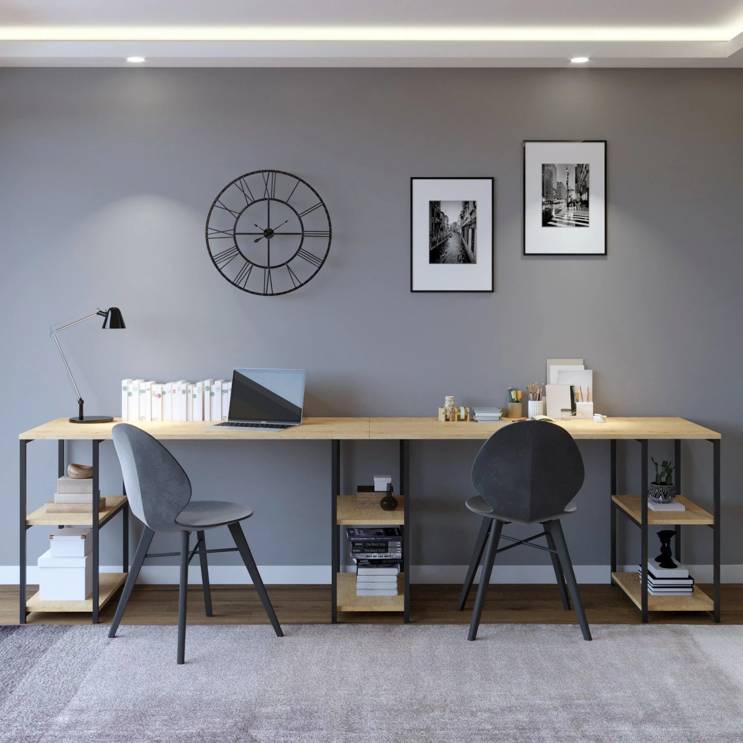 Tavolinë pune moderne, ngjyrë lisi, Skye Decor, Sade - L204