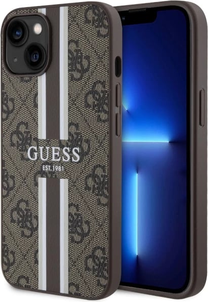 Mbështjellës Guess GUHMP14SP4RPSW për iPhone 14 6.1", hardcase, MagSafe, kafe