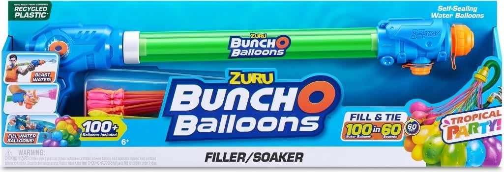Lodër pompë balona uji ZURU Bunch O Balloons me 100 balona, shumëngjyrëshe, set