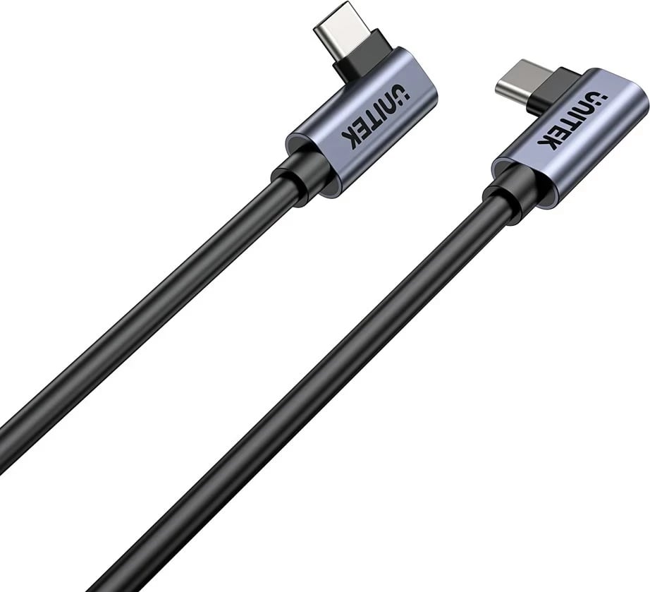 Kabllo USB C në USB C UNITEK C14147ABK01-1M, 1m, 100W, 90°, e zezë