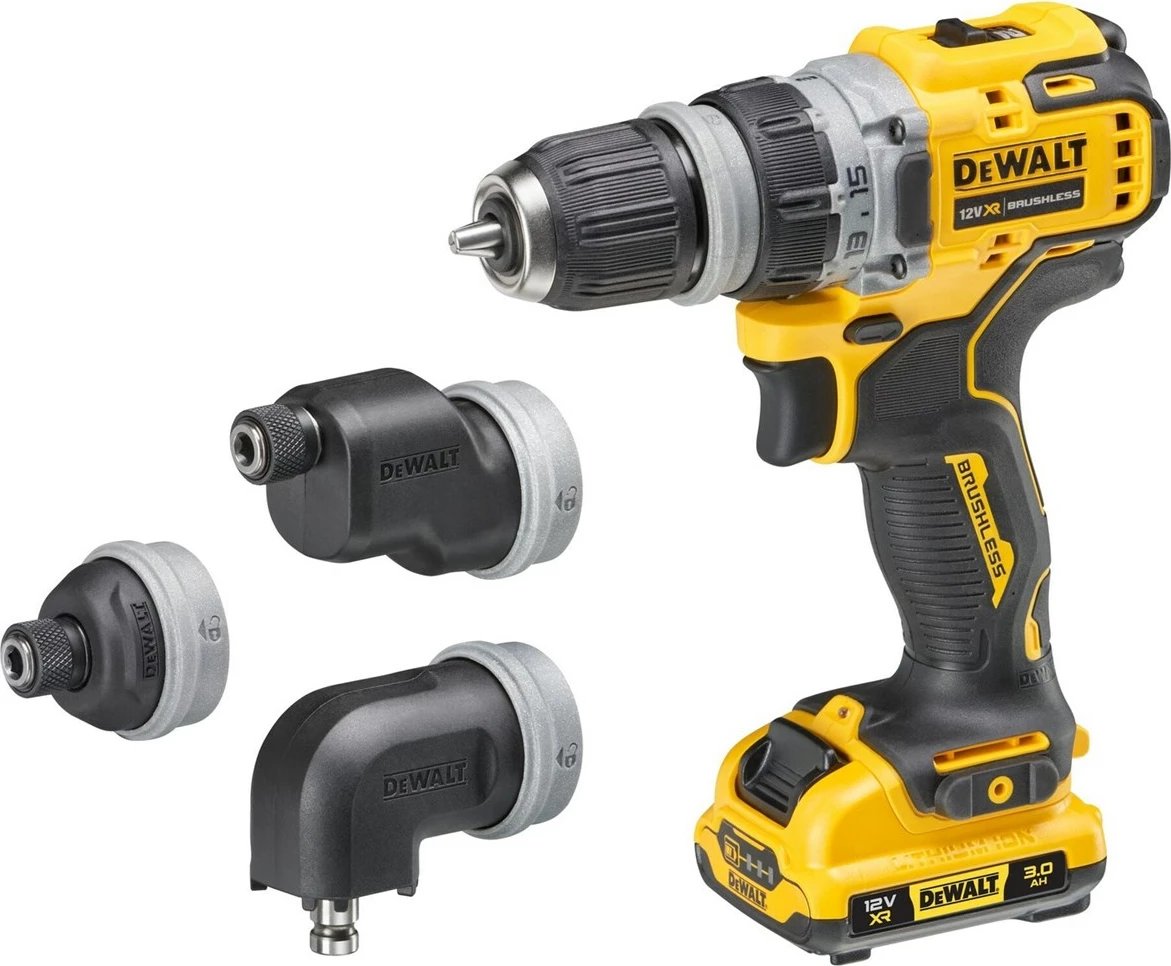 Makineri shpimi/vidash DeWalt DCD703L2T-QW, 12V, 3 Ah, 2 bateri, e verdhë