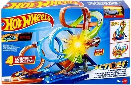 Set lodrash Hot Wheels Action Quadruple Loop Crash HXR70