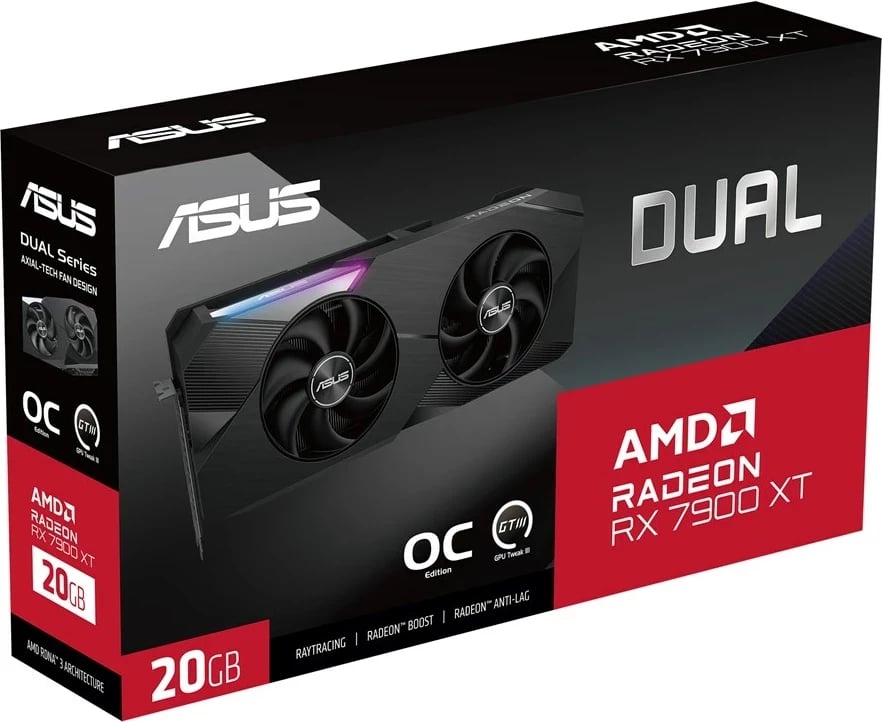 Kartelë grafike ASUS Dual RX7900XT-O20G, 20 GB GDDR6, e zezë Kartelë grafike ASUS Dual RX7900XT-O20G, 20 GB GDDR6, e zezë