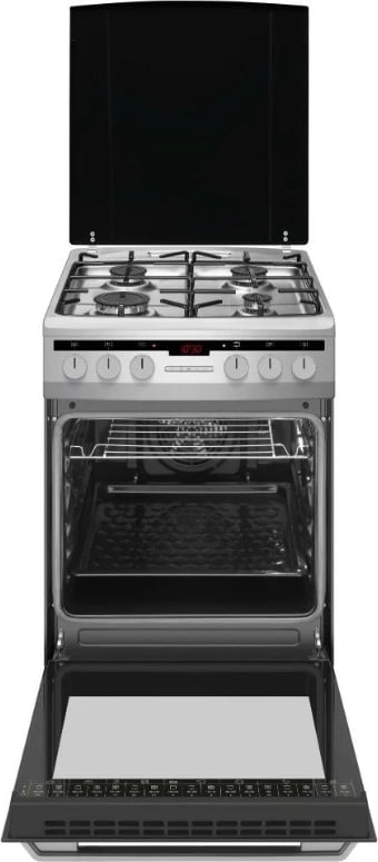 Sobë Amica 58GE3.33HZpTaQ(Xx), 4 zona, 62L, gaz dhe rrymë, e zezë/inox