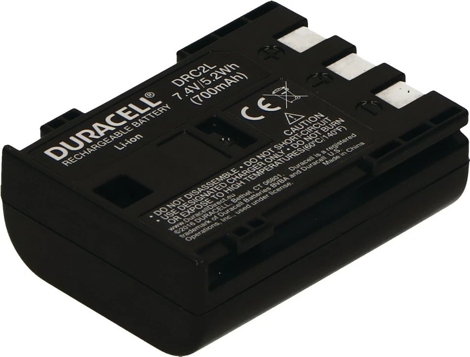 Bateri kamerë Duracell, zëvendëson Canon NB-2L, 700 mAh, Gri