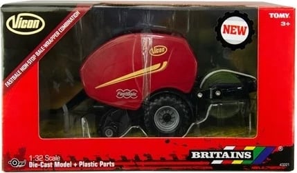 Model baler-wrapper TOMY Britains Vicon Fastbale 43221, i kuq