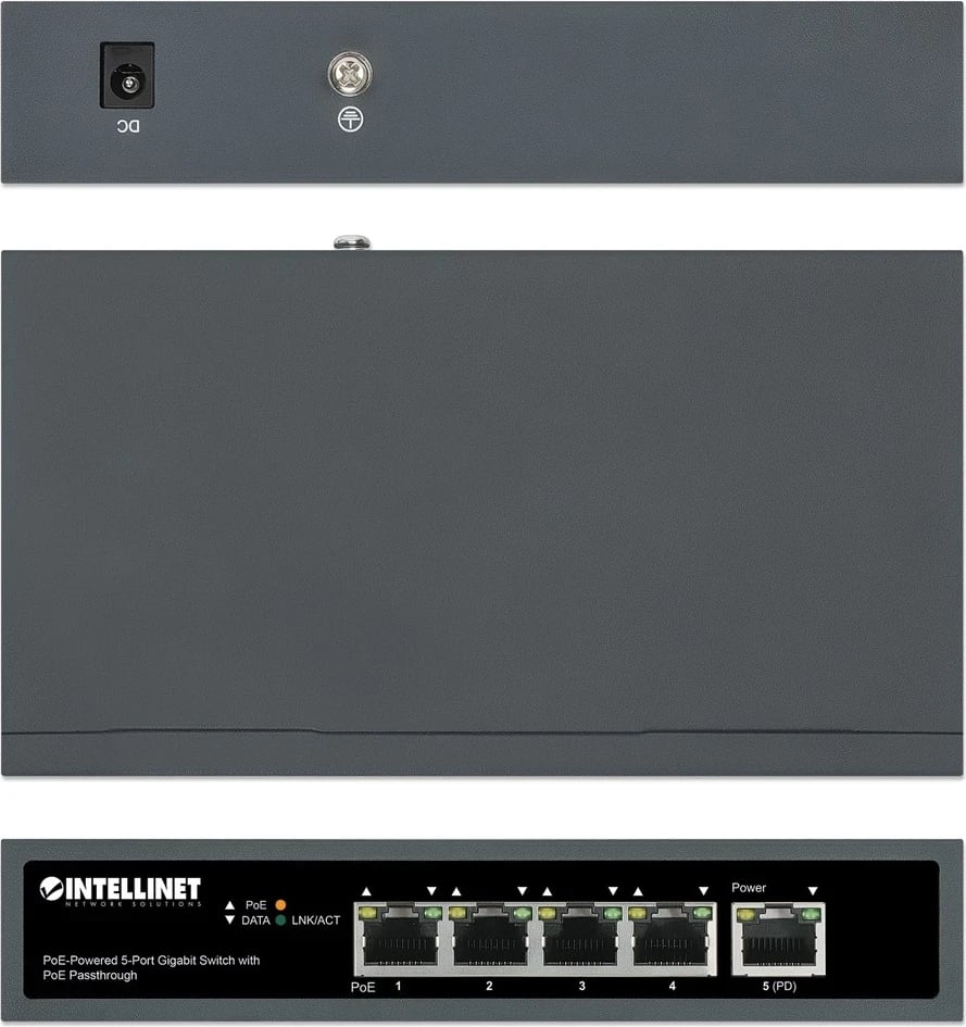 Switch Gigabit Intellinet me 5 Porta dhe PoE Passthrough, PoE++ Switch Gigabit Intellinet me 5 Porta dhe PoE Passthrough, PoE++