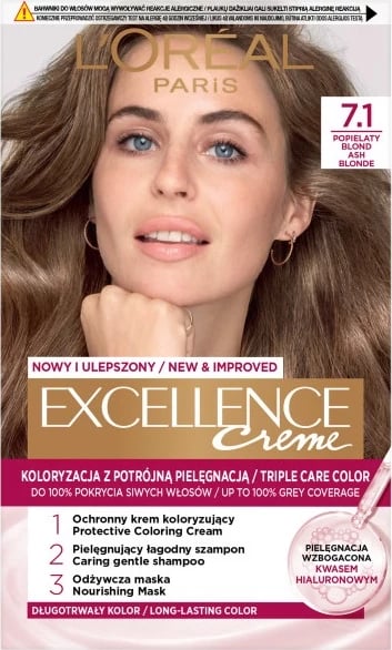 Ngjyrë për flokë L'Oreal Paris Excellence Creme 7.1 Ash Blonde për femra