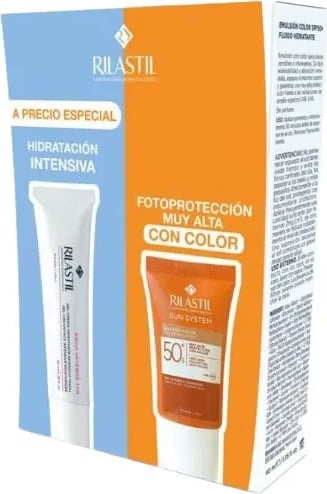Set krem dielli me ngjyrë dhe hidratues Rilastil Sun System Color Emulsion Spf50+, 2 copë, unisex