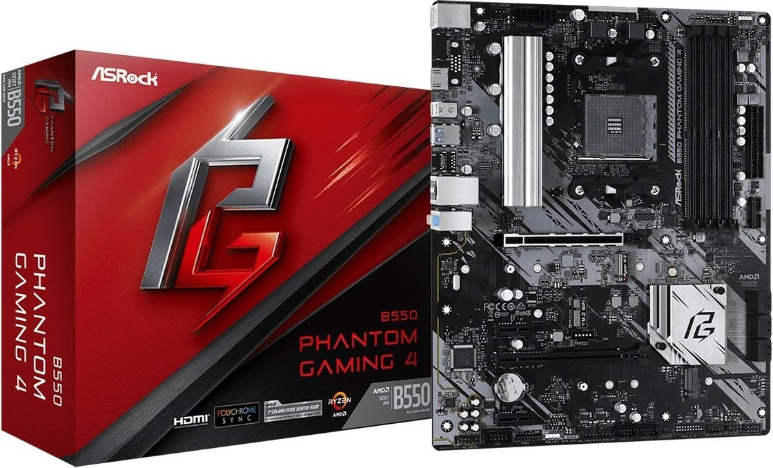 Pllakë amë ASRock B550 Phantom Gaming 4, Socket AM4, ATX, e zezë