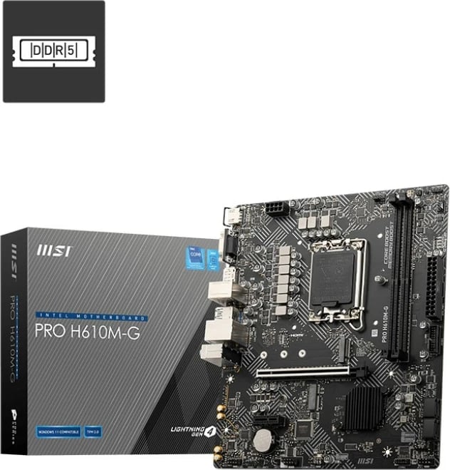 Pllakë amë MSI PRO H610M-G, Intel, LGA 1700, DDR5, 96 GB