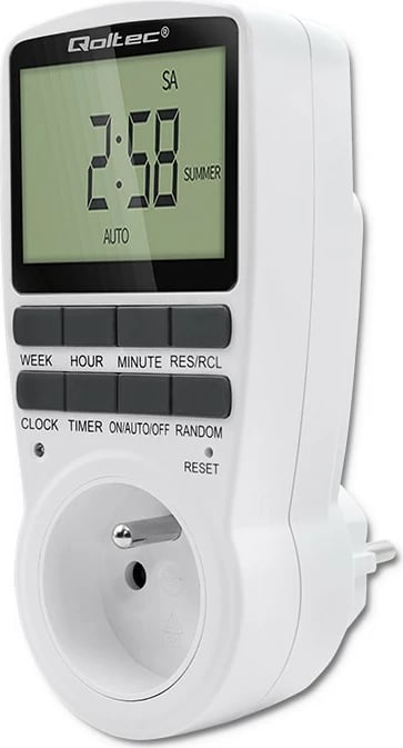 Programator kohe elektronik Qoltec PC0628, 3680W, 16A, LCD, Bardhë