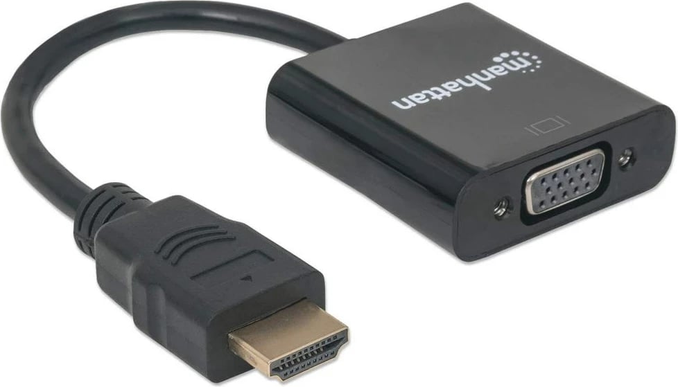 Kabëll konvertues HDMI në VGA Manhattan, 1080p, 30cm, i zi