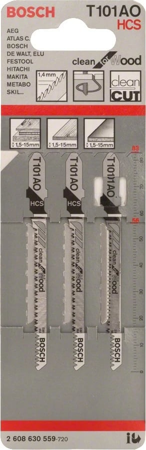 Teh sharrë Bosch T 101 AO, Plywood, Softwood, HCS