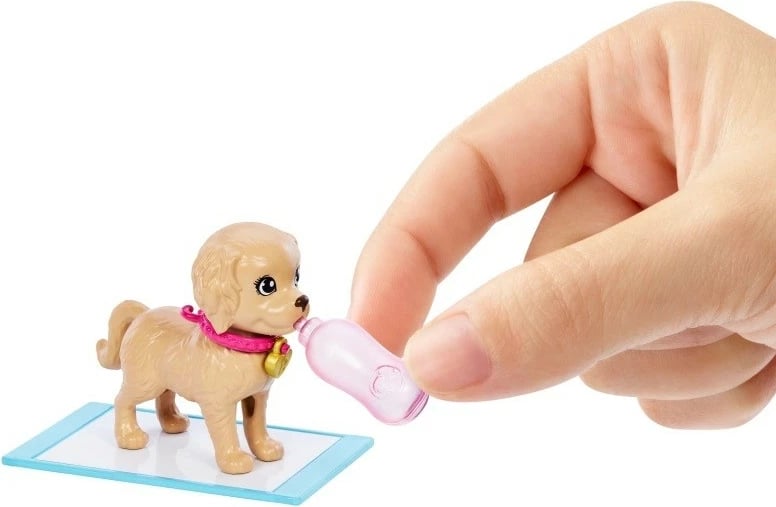 Set lodrash Barbie Puppy Adoption me kukull dhe qenushë, Mattel HKD86, për vajza
