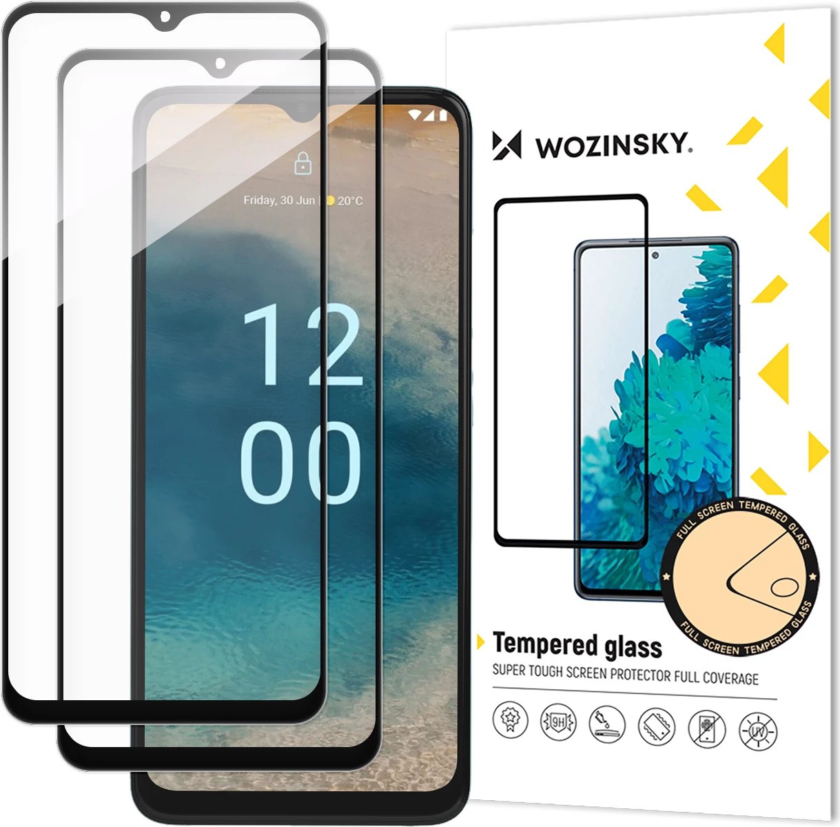 Mbështjellës xhami i temperuar Wozinsky Full Glue për Nokia G22, 2 copë, i zi