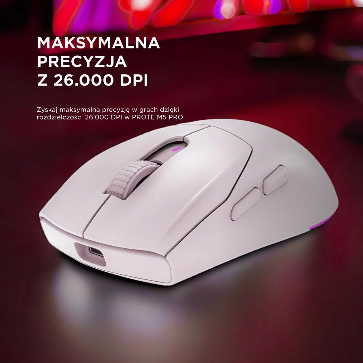 Maus Rampage Prote M5 Pro 26000 DPI RGB LED i bardhë