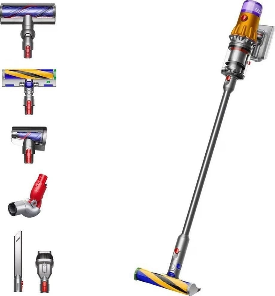 Kasë vertikale Dyson V12 Detect Slim Absolute, 545 W, HEPA, 60 min, Verdhë/Nikel