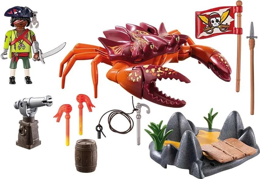 Set lodrash Playmobil Pirates 71532 me figura dhe krab gjigant, 26 pjesë