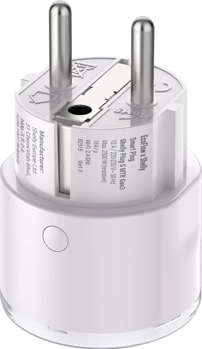 Prizë inteligjente EcoFlow x Shelly Smart Plug, Wi-Fi/Bluetooth, e bardhë