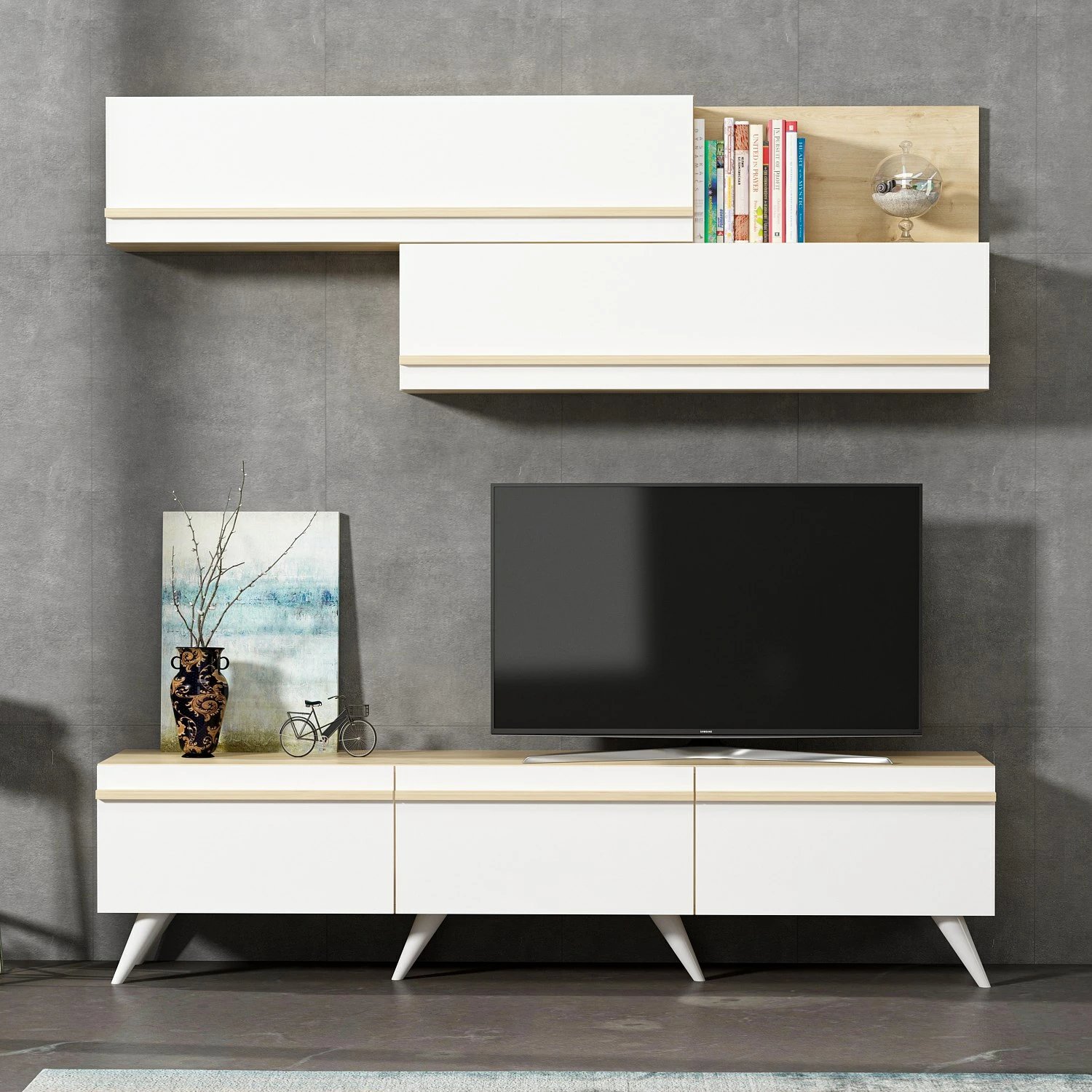 Komodë TV Skye Decor, Amsterdam - ngjyrë safir, e bardhë