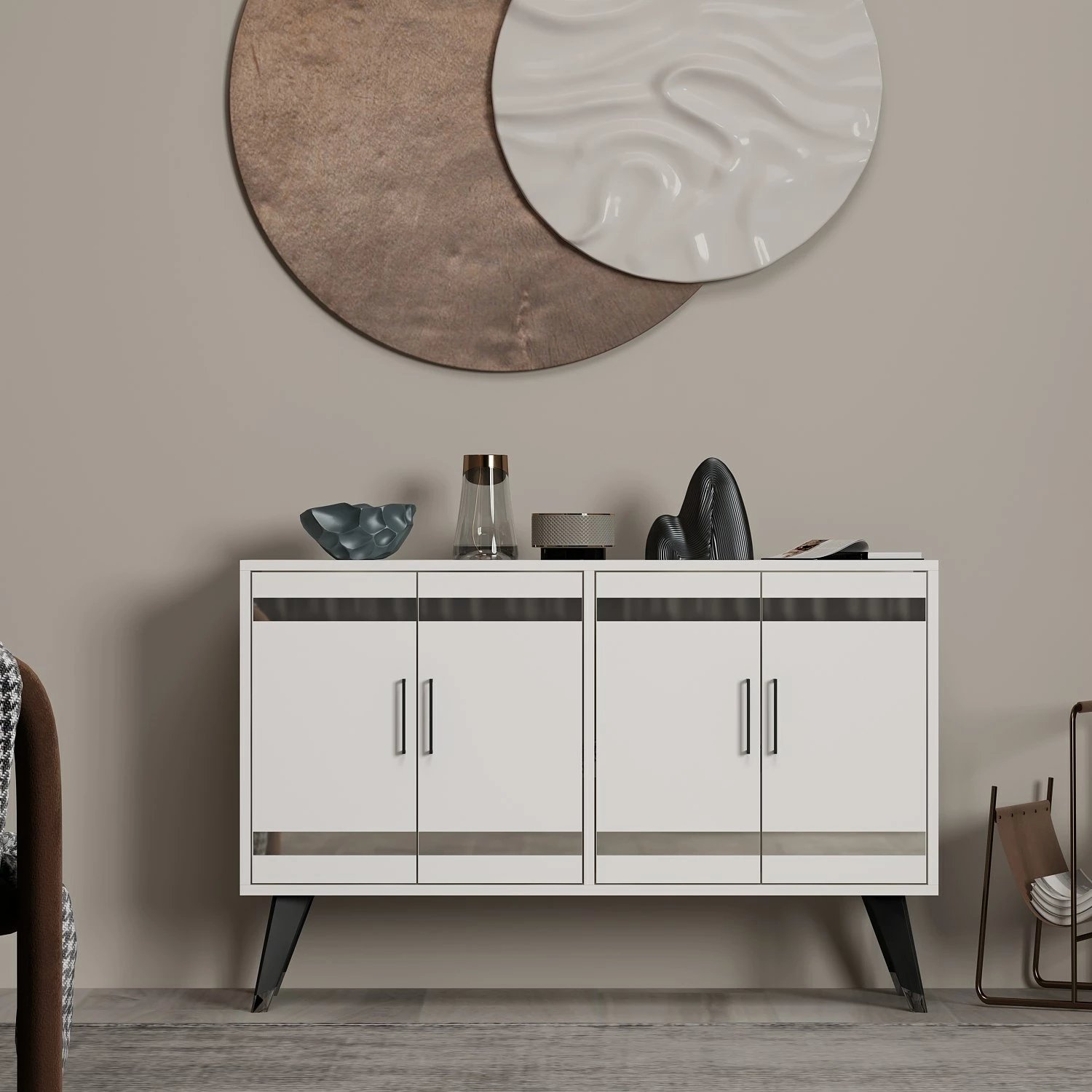 Komodë TV, e bardhë, Skye Decor, İlda