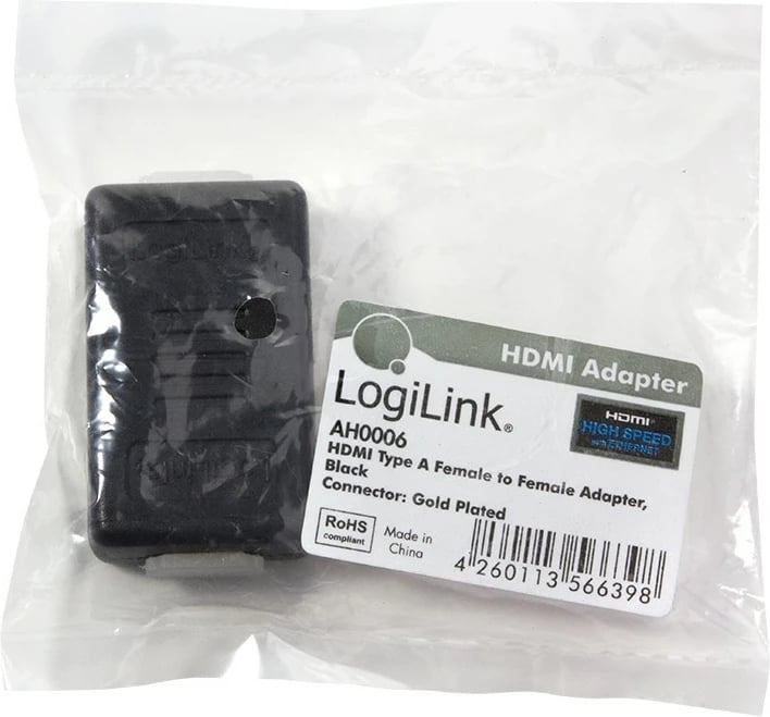Adapter HDMI LogiLink, HDMI në HDMI, e zezë