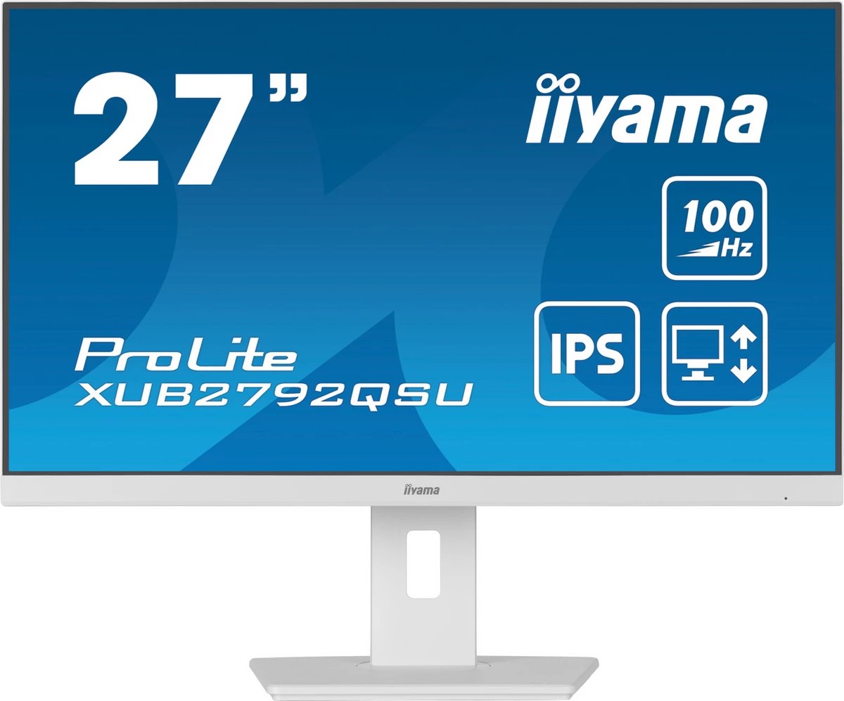 monitor, iiyama, XUB2792QSU-W6 ProLite, 27", 100 Hz, IPS, i bardhë