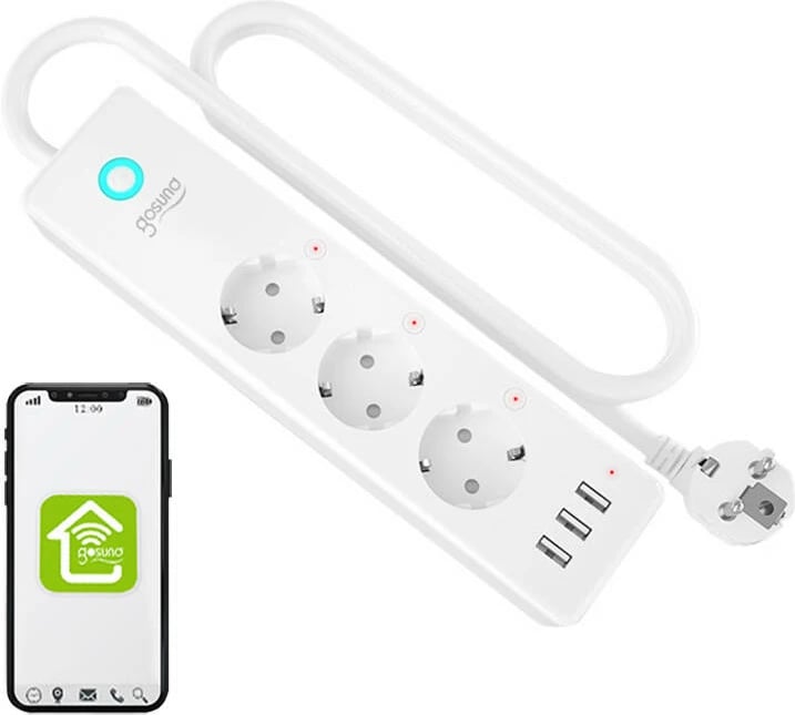 Prizë e mençur WiFi Gosund P1 PLUS, 3x AC schuko, 3x USB-A, e bardhë Prizë e mençur WiFi Gosund P1 PLUS, 3x AC schuko, 3x USB-A, e bardhë